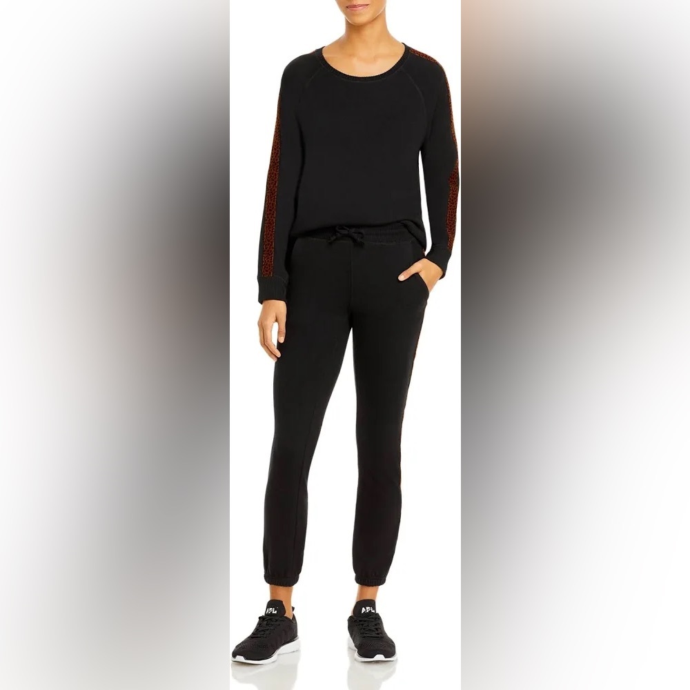 Rails Theo Velvet Leopard Side Stripe Sweatshirt and Jogger Set